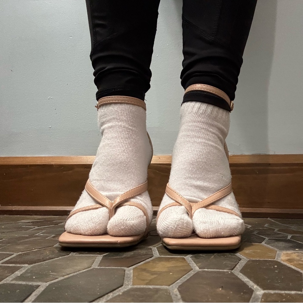 Beige Thong heels